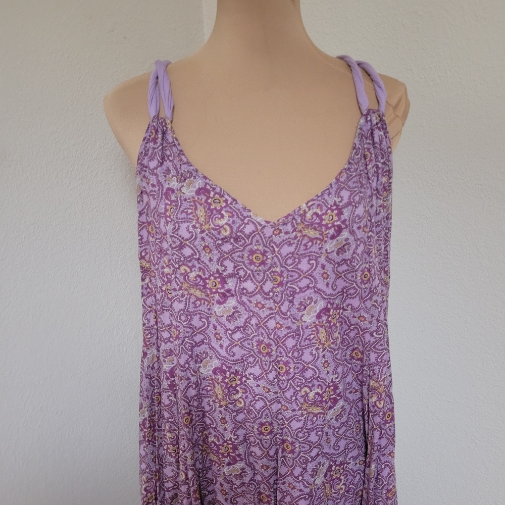 Garnet Hill Lavender Floral Maxi Dress with Twisted Straps - Picture 3 of 5
